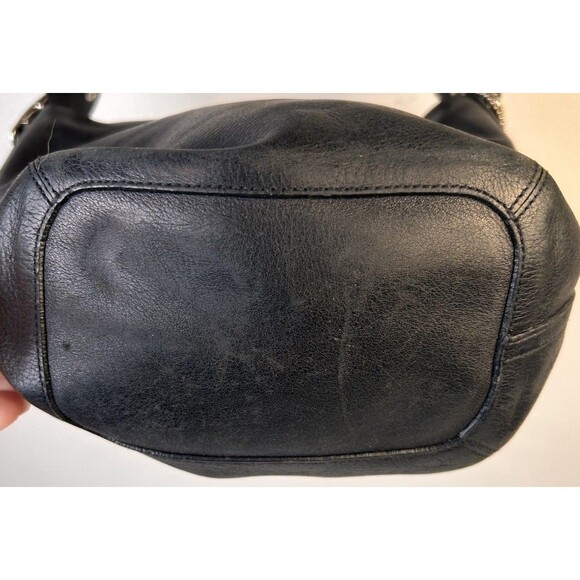 Vintage Coach Legacy Gloved Tan 9186 Black Leather Bucket Shoulder Bag Hobo Soho - Picture 6 of 10